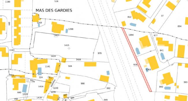 Plan du bien Vente d'une parcelle non constructible située dans la Commune de Nîmes 
